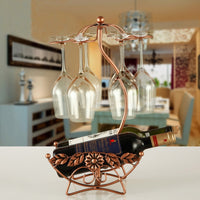 Iron Wire Maple Leaf Hollow Wine Rack Stand Hanging Drinking Glasses-Wine Racks-Golonzo