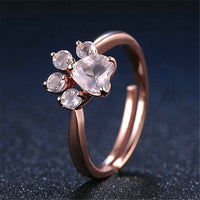 Paw Print Ring - Rose Gold Resizable Rings For Women-ring-Golonzo
