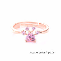 Paw Print Ring - Rose Gold Resizable Rings For Women-ring-Golonzo
