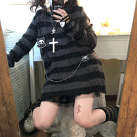 Striped Gothic Lolita Sweaters-Clothing-Golonzo