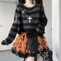Striped Gothic Lolita Sweaters-Clothing-Golonzo