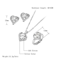 Jewelry Sets - Ring, Stud Earring, Necklace Heart Shape Gift for Women-Jewelry Sets-Golonzo