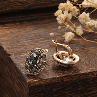 Women Stud Earrings Antique Gold Gray Crystal-Earrings-Golonzo