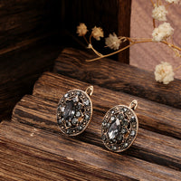 Women Stud Earrings Antique Gold Gray Crystal-Earrings-Golonzo