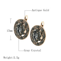 Women Stud Earrings Antique Gold Gray Crystal-Earrings-Golonzo