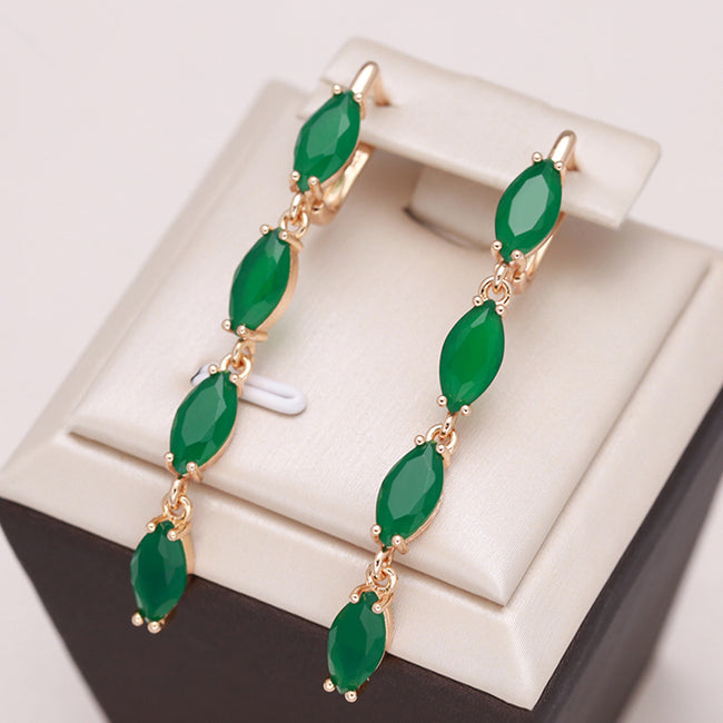 585 Rose Gold Vintage Green Natural Zircon Earring-Earrings-Golonzo