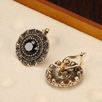New Elegant Women Stud Earrings Antique Gold Gray Crystal-Earrings-Golonzo