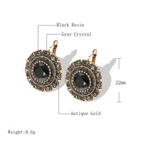 New Elegant Women Stud Earrings Antique Gold Gray Crystal-Earrings-Golonzo