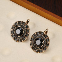 New Elegant Women Stud Earrings Antique Gold Gray Crystal-Earrings-Golonzo