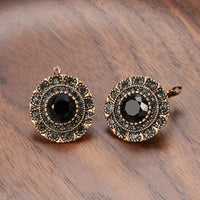 New Elegant Women Stud Earrings Antique Gold Gray Crystal-Earrings-Golonzo