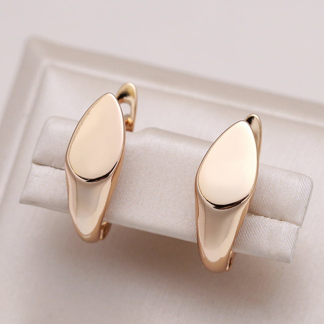 585 Rose Gold Simple Rhombus Glossy Dangle Earrings-Earrings-Golonzo
