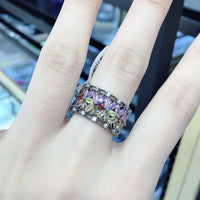 New Natural Zircon Flower Resizable Rings for Women-Rings-Golonzo