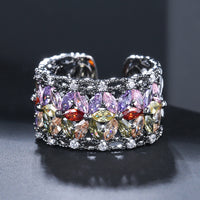 New Natural Zircon Flower Resizable Rings for Women-Rings-Golonzo