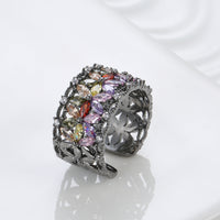 New Natural Zircon Flower Resizable Rings for Women-Rings-Golonzo