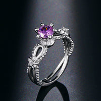 Purple Cubic Zircon Stone Silver Vintage Jewelry Rings for Women-Rings-Golonzo