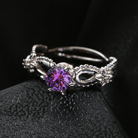 Purple Cubic Zircon Stone Silver Vintage Jewelry Rings for Women-Rings-Golonzo