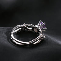 Purple Cubic Zircon Stone Silver Vintage Jewelry Rings for Women-Rings-Golonzo