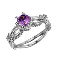 Purple Cubic Zircon Stone Silver Vintage Jewelry Rings for Women-Rings-Golonzo