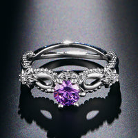 Purple Cubic Zircon Stone Silver Vintage Jewelry Rings for Women-Rings-Golonzo