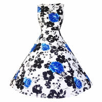 Floral Print Sleeveless Vintage Summer Dress-Dresses-Golonzo