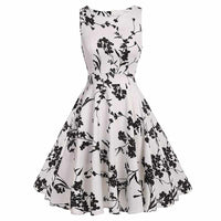 Floral Print Sleeveless Vintage Summer Dress-Dresses-Golonzo