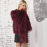 Winter Hooded Fur Coat - Women Warm Long Sleeve Outerwear Solid Faux Fur Jacket-Coats and Jackets-Golonzo