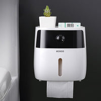 Plastic toilet paper holder bathroom double paper tissue box wall-Toilet Paper Holders-Golonzo
