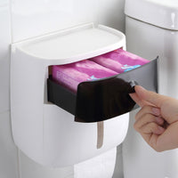 Plastic toilet paper holder bathroom double paper tissue box wall-Toilet Paper Holders-Golonzo