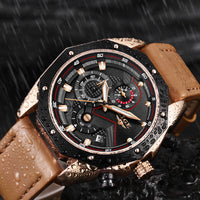 Luxury Quartz Gold Watch - Men Casual Leather Military Sport Wristwatch-Watch-Golonzo