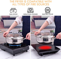 Japanese Deep Fryers Pot with Thermometer-Deep Fryers-Golonzo