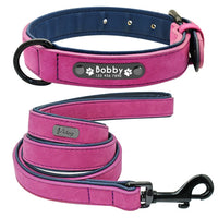 Leather Dog Collar Leash Set - Personalized Customized Dogs Collars-Pet Collars & Harnesses-Golonzo