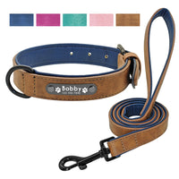 Leather Dog Collar Leash Set - Personalized Customized Dogs Collars-Pet Collars & Harnesses-Golonzo