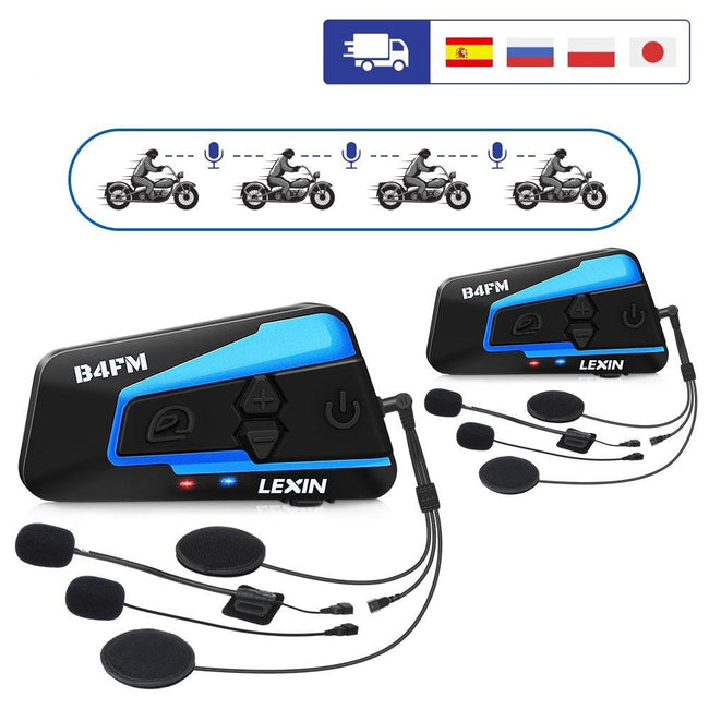 Motorcycle Bluetooth Helmet Headsets Intercom - LX B4FM Pro-Motorcycle Helmet Parts & Accessories-Golonzo
