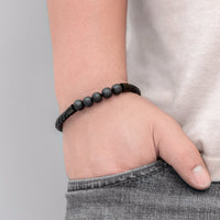 Leather Charm Bracelet Lava Chakra Stone - Charm Bracelets & Bangles-Bracelets-Golonzo