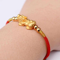 Lucky Red Rope 999 Sterling Silver Gold Color Pixiu Charm Bracelet-Bracelet-Golonzo