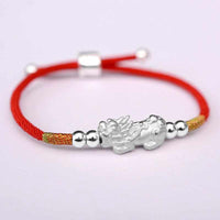 Lucky Red Rope 999 Sterling Silver Gold Color Pixiu Charm Bracelet-Bracelet-Golonzo