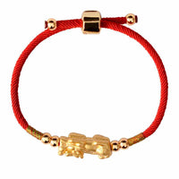 Lucky Red Rope 999 Sterling Silver Gold Color Pixiu Charm Bracelet-Bracelet-Golonzo