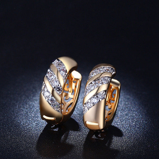 Classic Design Gold Color Wedding Hoop Jewelry Earrings for Women-Earrings-Golonzo