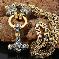 Stainless Steel Wolf Head Norse Viking Amulet-Golonzo