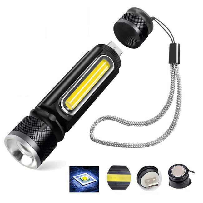 Multifunctional LED Flashlight USB Rechargeable Battery-Flashlights-Golonzo