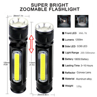 Multifunctional LED Flashlight USB Rechargeable Battery-Flashlights-Golonzo