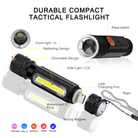 Multifunctional LED Flashlight USB Rechargeable Battery-Flashlights-Golonzo