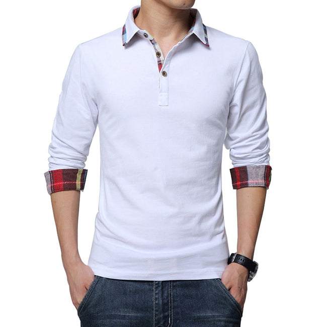 Casual Men's Cotton Long Sleeve Polo Shirt-Shirts & Tops-Golonzo