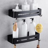 Nail Free Space Aluminum Black Bathroom Shelf-Bathroom Accessory Sets-Golonzo