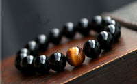 Tiger's eye + Natural Black Onyx Stone Bracelet [ Energy Balance Bracelet ] For Leo Lovers-Charms & Pendants-Golonzo