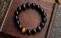 Tiger's eye + Natural Black Onyx Stone Bracelet [ Energy Balance Bracelet ] For Leo Lovers-Charms & Pendants-Golonzo