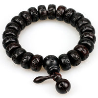 HAND-CARVED PEACHWOOD MALAS TIBETAN BUDDHIST PRAYER BRACELET-Bracelet-Golonzo