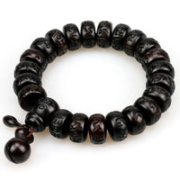 HAND-CARVED PEACHWOOD MALAS TIBETAN BUDDHIST PRAYER BRACELET-Bracelet-Golonzo