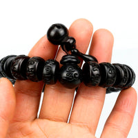 HAND-CARVED PEACHWOOD MALAS TIBETAN BUDDHIST PRAYER BRACELET-Bracelet-Golonzo