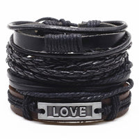 4 Pcs/set Weave Vintage Punk Leather Charm Bracelets-Bracelets-Golonzo